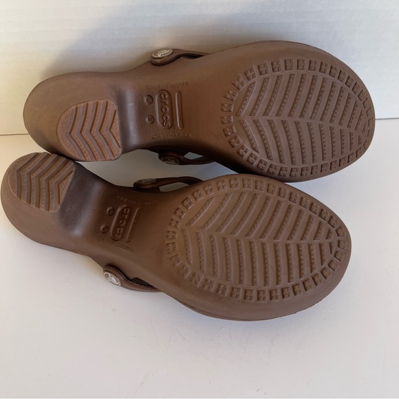 Crocs Cyprus Heels Slip On Casual Sandals Brown/Bronze Women's Size 9 - Picture 6 of 7